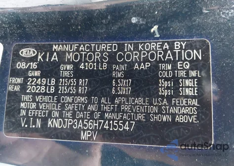 2017 Kia Soul + z USA, uszkodzony, nr VIN KNDJP3A56H7415547